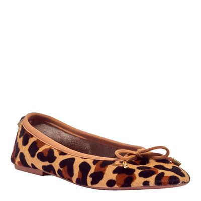 Sapatilha Laço Couro Animal Print Onça