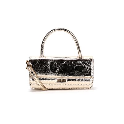 Bolsa Carteira Metal Crinkle Dourada Duas Alças