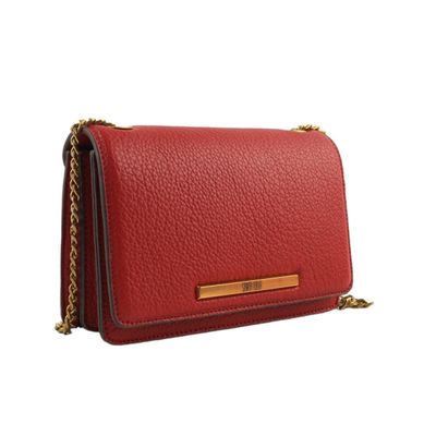 Bolsa Vermelha Floater Texturizada Alça Corrente Transversal