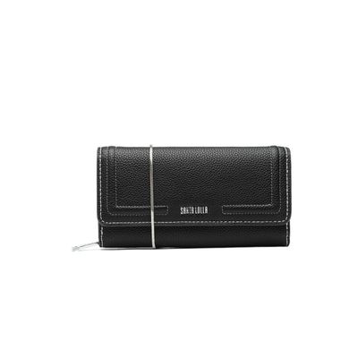 Bolsa Carteira Floater Preta Pespontos Alça Metalizada