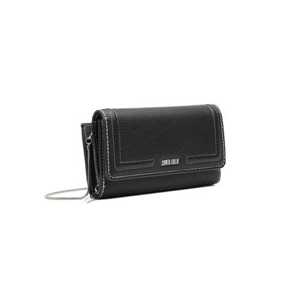 Bolsa Carteira Floater Preta Pespontos Alça Metalizada