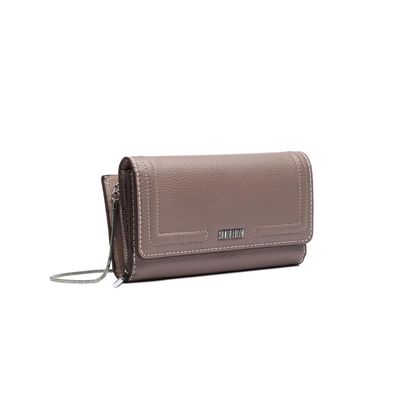 Bolsa Carteira Floater Cinza Pespontos Alça Metalizada