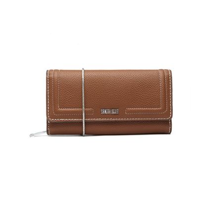 Bolsa Carteira Floater Marrom Pespontos Alça Metalizada