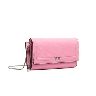 Bolsa Carteira Floater Rosa Cotton Pespontos Alça Metalizada