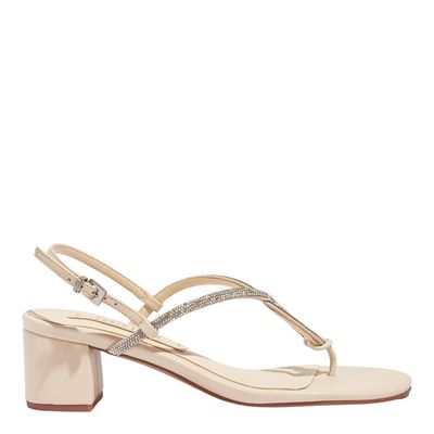 Sandália Napa Soft Off White Brilho Salto Bloco