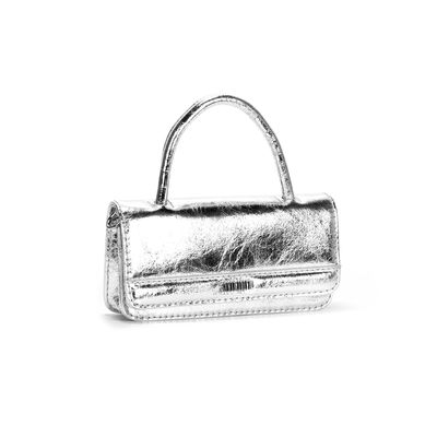 Bolsa Carteira Metal Crinkle Prata Duas Alças