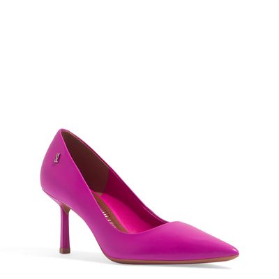 Scarpin couro camurça premium hot pink
