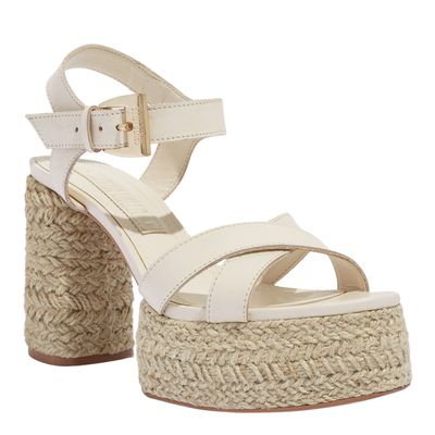 Sandália Espadrille Plataforma Couro Nobre Soft Off White