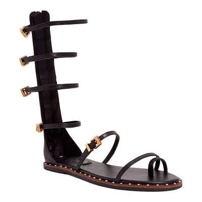 Rasteira Gladiadora Couro Confort Preto