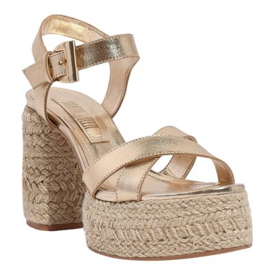 Sandália Espadrille Plataforma Dourada Metalizada