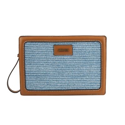 Clutch Tramado Azul Gelatto Alça de Mão
