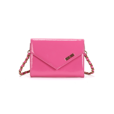 Bolsa Carteira Glossy Rosa Alça Transversal