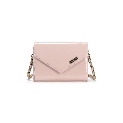 Bolsa Carteira Glossy Bege Alça Transversal