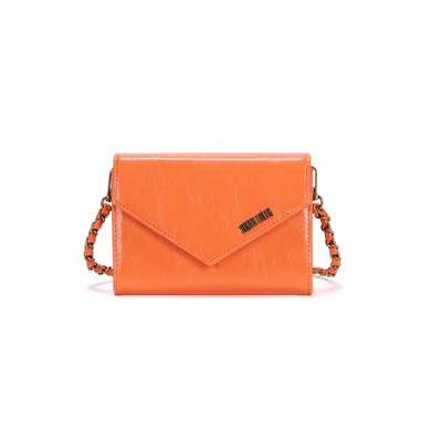 Bolsa Carteira Glossy Laranja Caju Alça Transversal