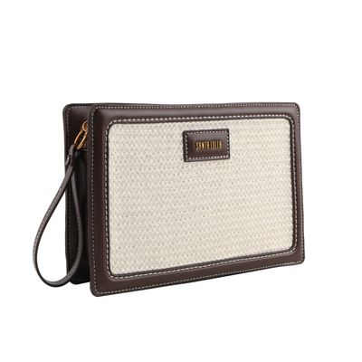 Clutch Tramado Off White Alça de Mão