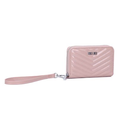 Carteira Glossy Rosa Ballet Alça de Mão