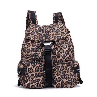 Mochila Grande Nylon Estampa Animal Print Onça