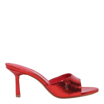 Mule Craquelê Metalizado Vermelho