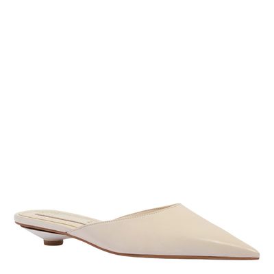 Mule Couro Nobre Soft Off White Salto Baixo