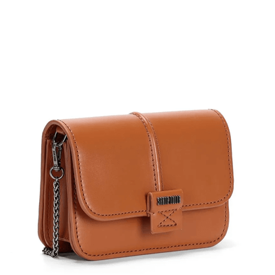 Bolsa Pequena Material Soft Marrom Canela Alça Dupla