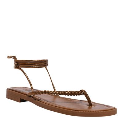 Rasteira Metalizada Crinkle Bronze Amarração
