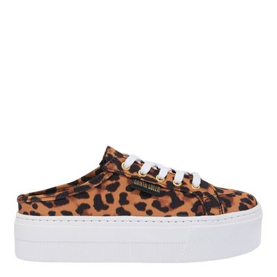 Tênis Flatform Animal Print Leopardo Cinza