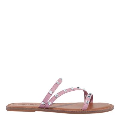 Rasteira Spikes Couro Nobre Soft Rosa