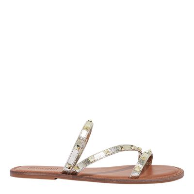 Rasteira Spikes Craquele Metalizada Dourado