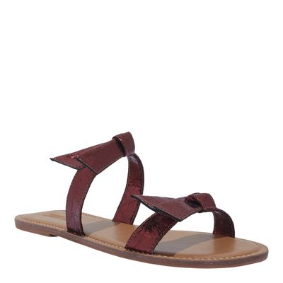 Rasteira Metalizada Galaxy Vermelho Marsala