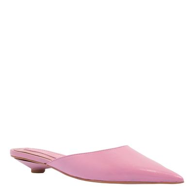 Mule Couro Nobre Soft Rosa Salto Baixo