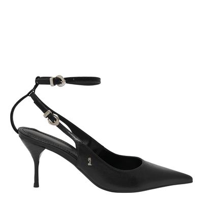 Scarpin Couro Confort Preto Salto Agulha