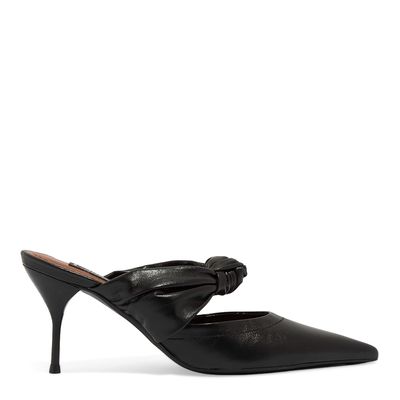 Mule Couro Torino Preto Salto Agulha Fino