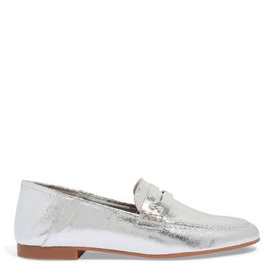 Mocassim Metalizado Craquelê Prata