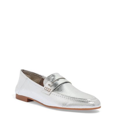 Mocassim Metalizado Craquelê Prata