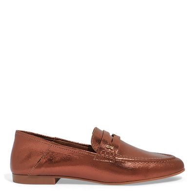 Mocassim Metalizado Craquelê Bronze