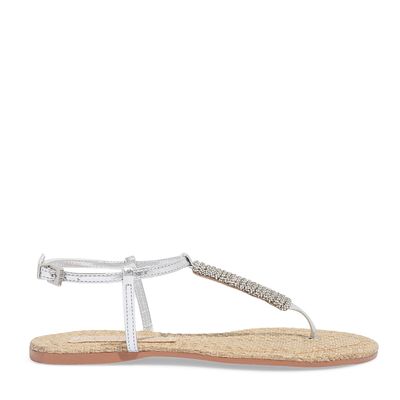 Rasteira Strass Metalizada Prata