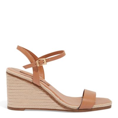 Sandália Espadrille Couro Confort Caramelo