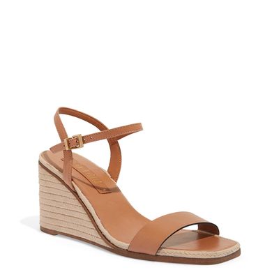 Sandália Espadrille Couro Confort Caramelo