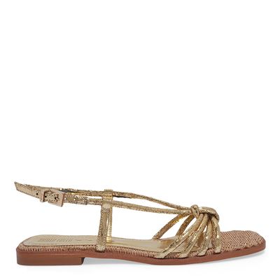 Rasteira Flat Metalizada Dourada