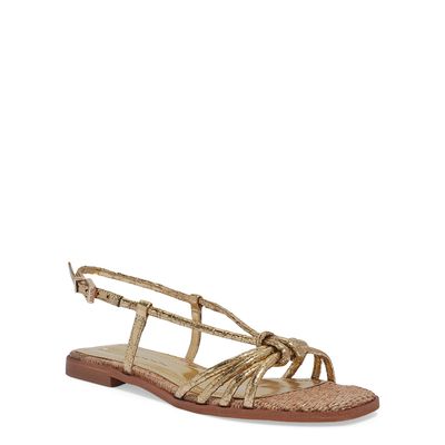 Rasteira Flat Metalizada Dourada