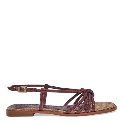Rasteira Flat Metalizada Vermelha Marsala