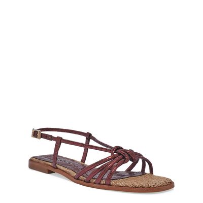 Rasteira Flat Metalizada Vermelha Marsala
