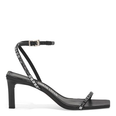 Sandália Napa Soft Preto Salto Fino Médio