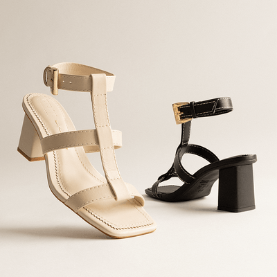 Sandália Tira Salomé Couro Nobre Soft Off White