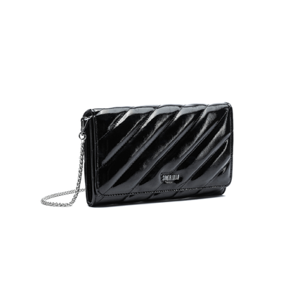 Bolsa Clutch Preta Verniz Glossy Alça Transversal