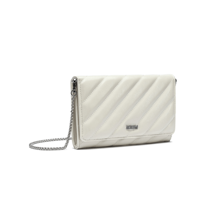 Bolsa Clutch Off White Verniz Glossy Alça Transversal