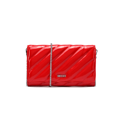 Bolsa Clutch Vermelha Verniz Glossy Alça Transversal