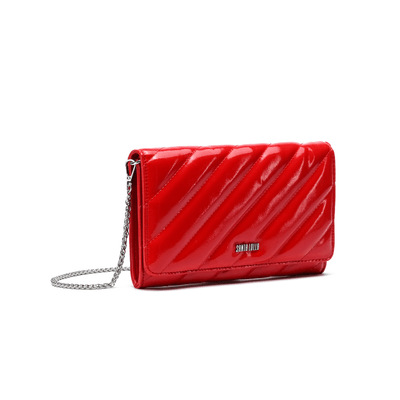 Bolsa Clutch Vermelha Verniz Glossy Alça Transversal