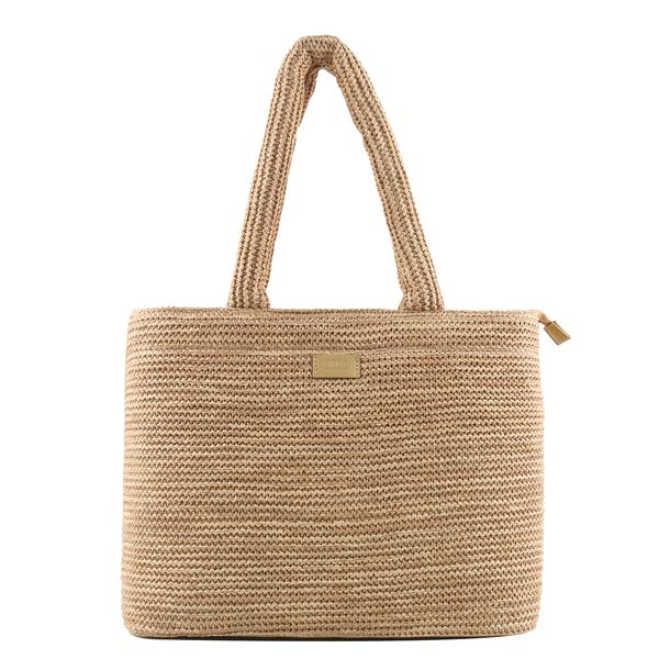 Bolsa Shopper Bag Palha Tramado Bege