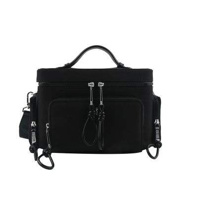 Frasqueira Necessaire Preta Quadrada Nylon Alça De Mão